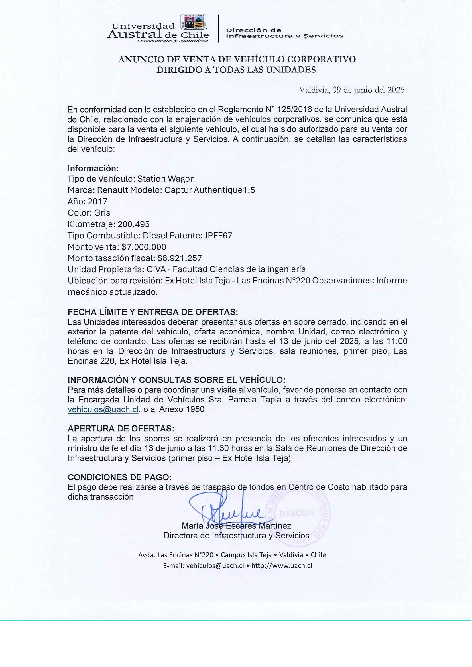 Anuncios de Venta Interna de Vehículos Corporativos